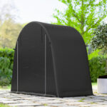 Tenda Garage per Biciclette e Attrezzi con Ingresso a Cerniera, in PE e Metallo, 245x120x2 cm, Grigio Scuro - immagine 9