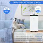 Deumidificatore da 12L in ABS con 5 Modalità, 2 Velocità e Timer da 24h, 25x25x50,5 cm, Bianco e Nero - immagine 4