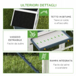 Pollaio Prefabbricato in Legno con Area Aperta, Casetta e Nido, 161,5x62,5x115cm, Grigio - immagine 8