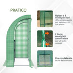 Serra da Parete con 2 Ripiani per Piante e Fiori in Acciaio e PE, 2x1x215 cm, Verde - immagine 6