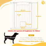 Cancellino per Cani Regolabile da 76-104 cm, Cancelletto Alto 106 cm con 2 Estensioni, Bianco - immagine 3