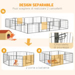 Recinto per Cani e Cuccioli con 16 Pannelli Modulabili e 2 Ingressi, 80x1,5x60cm - immagine 5