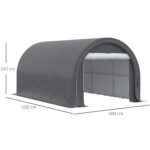 Tendone da Giardino per Auto e Attrezzi con Ingresso a Cerniera, Picchetti e Funi, 5x3x240 cm - immagine 3