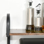 Mobiletto per Microonde a 4 Ripiani e 4 Ganci, Mobile Cucina in Acciaio e Legno 60x40x125cm, Marrone Rustico - immagine 9