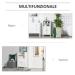 Mobile Bagno con Mensole Regolabili e Armadietto 2 Ante, Mobiletto Bagno Multiuso in Legno, Bianco, 50x30x93cm - immagine 7