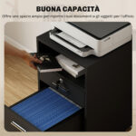 Cassettiera da Ufficio Portadocumenti in Legno con 2 Cassetti e Ripiano Aperto, 39x40x65 cm, Nero - immagine 4