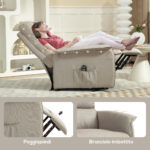 Poltrona Alzapersona Elettrica Reclinabile con Poggiapiedi, Telecomando e Tasca, Beige - immagine 8