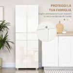 Dispensa Cucina con 4 Ante, 3 Ripiani Regolabili e Mensole a 5 Livelli in MDF e Truciolato, 60x35x170 cm, Bianco - immagine 7