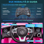 Macchina Elettrica per Bambini 3-6 Anni con Luci LED, Effetti Sonori e Telecomando, 107x62,5x44 cm, Rosa - immagine 5