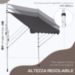 Tenda da Sole da Esterno 2x1,5m a Rullo con Manovella, Altezza e Angolazione Regolabile, Grigio - immagine 4