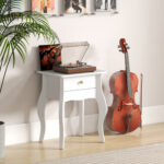 Tavolino da Salotto con Cassetto in Stile Francese con Gambe Curve, 45x35x55 cm, Bianco - immagine 7