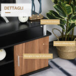 Mobile Porta TV Fino a 55" con Armadietti e Ripiani in Legno e Alluminio, 120x40x52,2cm - immagine 7