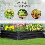 Letto per Orto Rialzato a Fondo Aperto con Rivestimento, in Acciaio Zincato, 120x120x30 cm, Grigio - immagine 4