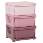Cassettiera in Plastica Colorata per Cameretta con 3 Cassetti, Arredamento Casa e Asilo 37x37x56,5cm Rosa