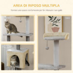 Tiragraffi per Gatti Alto 156cm con Lettino, Casetta e Pali Tiragraffi in Sisal - immagine 4