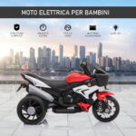 Moto Elettrica per Bambini 3-5 Anni (max, 25kg) con 3 Ruote, Luci e Suoni, Batteria 6V, Rosso, 86x42x52cm - immagine 5