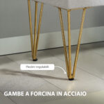 Panca Fondo Letto con Contenitore in Tessuto e Gambe in Acciaio, 1x40x49 cm, Grigio Chiaro - immagine 6