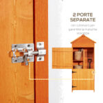 Casetta da Giardino Porta Attrezzi in Legno con 2 Ante e 3 Mensole, 84x52x188cm - immagine 6