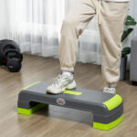 Step Fitness per Aerobica Regolabile su 3 Altezze 10-15-20 cm in Plastica, Verde e Grigio - immagine 2