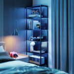 Libreria Scaffale in Stile Industriale a 5 Ripiani con Illuminazione LED, in Metallo e Legno, 60x30x179 cm, Nero - immagine 8