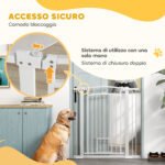 Cancellino per Cani Regolabile da 76-104 cm, Cancelletto Alto 106 cm con 2 Estensioni, Bianco - immagine 6