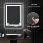 Specchio per Bagno a Luci LED a 3 Colori Regolabili con Mensola in Vetro, 50x12x70 cm, Argento - immagine 4