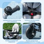 Triciclo per Bambini con Maniglione 6 in 1, Tettuccio Regolabile e Cintura di Sicurezza, Età 1-5 Anni, Grigio - immagine 7