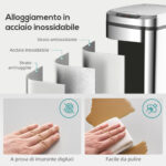 Cestino Rifiuti da 12L a Infrarossi con Secchio Rimovibile, in Acciaio Inox, ABS e PP, 28x22x41 cm, Argento - immagine 7
