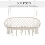 Amaca a Dondolo da Giardino e Casa a 2 Posti in Macramè Bianco Crema - immagine 4