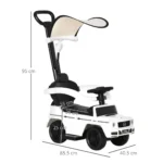 Macchina a Spinta per Bambini 12-36 Mesi con Licenza Mercedes, Tettuccio e Maniglia di Spinta, 85,5x40,5x95 cm, Bianco - immagine 8
