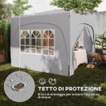 Gazebo da Giardino 3x3m Pieghevole con Altezza Regolabile, Protezione UPF50+ e Borsa, Grigio Chiaro - immagine 6