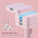 Set 2 Manubri Pesi Quadrati e Antiscivolo da 5 kg con Piastre Rimovibili, in Acciaio e ABS, 32x9x9 cm, Rosa - immagine 4