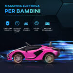 Macchina Elettrica per Bambini 3-5 Anni Lamborghini 12V con Telecomando e Velocità 3-5km/h, Rosa - immagine 4