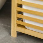 Cesto Portabiancheria a Doghe in Bambù e Poliestere con Coperchio e Sacca Rimovibile, 50x36x60 cm - immagine 9