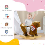 Cavallo a Dondolo per Bambini da 18-36 Mesi con Suoni Realistici, 60x33x50 cm, Marrone e color Legno - immagine 5