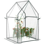 Mini Serra da Giardino con 2 Porte Avvolgibili e Copertura in PE 90x90x145cm, Trasparente