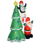 Babbo/Albero Natale Gonfiabile luminoso a LED Gigante 243cm in Poliestere, Decorazione Natalizia da Esterno Impermeabile | Aosom Italy