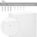 Armadietto Medicinali a 3 Livelli in Acciaio con 2 Chiavi e Montaggio a Parete, 40x18x60 cm, Bianco - immagine 6