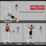 Stazione Fitness con Barre per Dip e Trazioni, Altezza Regolabile 176,5-227 cm e Capacità 120 kg, Bianco - immagine 4