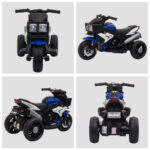 Moto Elettrica per Bambini 3-5 Anni 6V (max, 25kg), Velocità 3km/h, Motorino Elettrica per Bimbi con 3 Ruote, Luci e Suoni, Blu e Nero, 86x42x52cm - immagine 8