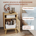 Set 2 Comodini in Stile Boho con Armadietto e Ripiano Aperto, in Truciolato, Rattan e MDF, 39x35x60 cm - immagine 4