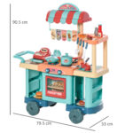Cucina Giocattolo Per Bambini 3-6 Anni, Caffetteria Ristorante con 50 Accessori Inclusi, 79,5 x 33 x 90,5cm - immagine 3