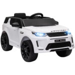 Macchina Elettrica per Bambini a Licenza Land Rover con Fari, Clacson e Cintura,106x65,5x51 cm, Bianco