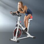 Cyclette Professionale, Bici da Spinning,Cyclette da Camera Regolabile con Schermo LCD e Portabicchieri, Volano 8kg, Bianco - immagine 2