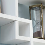 Libreria Moderna Sospesa con 5 Cubi Intrecciati in Legno, 49,5x10,2x86cm, Bianco - immagine 9