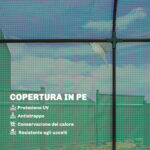 Serra da Giardino con Rivestimento in PE, Porta Avvolgibile e Finestre a Rete, 170x68x2 cm, Verde - immagine 4