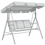 Dondolo da Giardino 3 Posti con Tetto Parasole Rimovibile, 171x108x154 cm, Grigio Chiaro