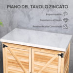 Armadio da Esterno con Ripiano Interno e Banco da Lavoro, in Legno e Acciaio Zincato, 79x43x92 cm, color Legno - immagine 5