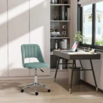 Sedia da Ufficio Ergonomica ad Altezza Regolabilein Tessuto Vellutato, 49x60x79-91 cm, Verde Petrolio - immagine 9