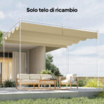 Telo Pergola per Esterni Anti UV in Poliestere Beige con 8 Fori di Drenaggio, 392x350 cm - immagine 8